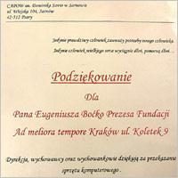 Podziękowanie od Centrum Administracyjnego Placówek Opiekuńczo-Wychowawczych w Sarnowie