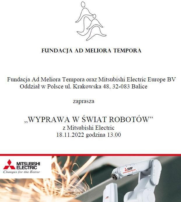 Plakat wydarzenia „Wyprawa w świat robotów” z Mitsubishi Electric